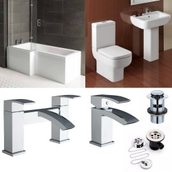 L-Shape Bathroom suite with Designer Toilet and Sink and Taps