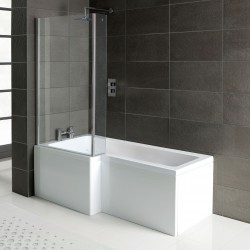L shaped Shower Bath with Screen and Panel 1700/1600/1500 mm x 850 mm